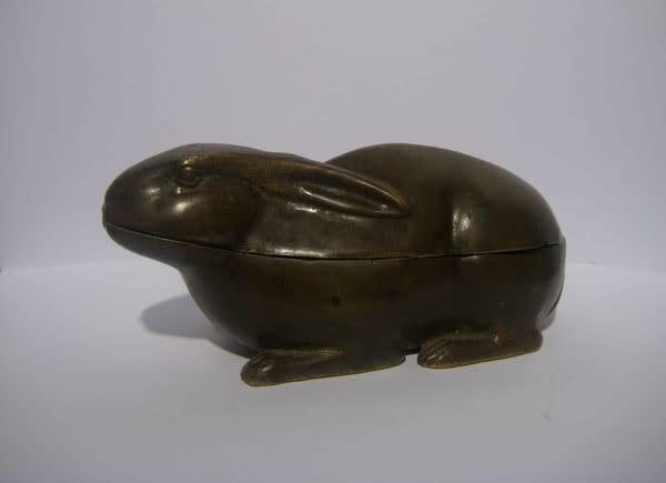 Benin Bronze Rabbit Container