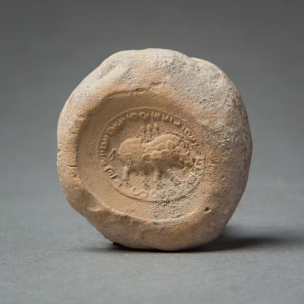 Sasanian Bulla with Boar and Inscription