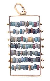 Egyptian Faience Beads Set in 18K Gold Pendant