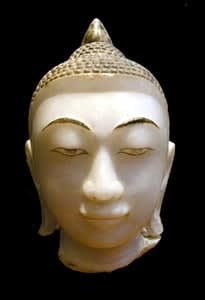 Shan Black Lacquered Marble Head of Buddha