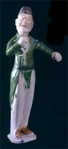 T'ang Glazed Terracotta Sculpture of a Foreign Groom Featuring a Turquoise Lapel