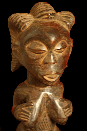 Luba Wooden Sculpture of a Kneeling Woman