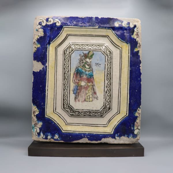 Qajar Glazed Tile, depicting the Shahanshah Bahram V