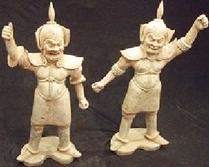 Pair of Tang Dynasty terracotta guardians