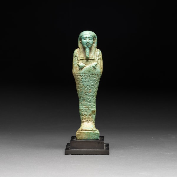 Egyptian Green-Glazed Terracotta Ushabti of General Ankhwaibra-Saneith