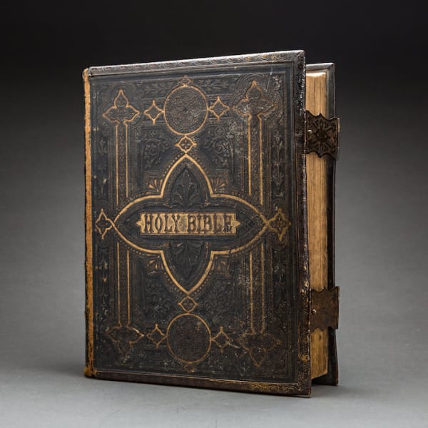 Ornate Leather-Bound and Illustrated Brown's Family Bible Containing the Old and New Testaments