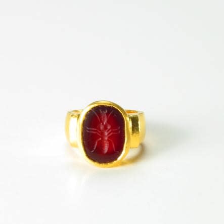 Gold Ring Featuring a Classical Revival Carnelian Intaglio