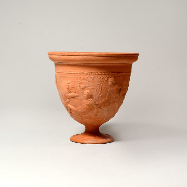 Gallo-Roman Terracotta Chalice with Molded Decorations