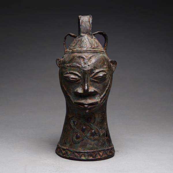 Yoruba Bronze Bell Shaped Head