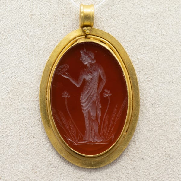 Classical Revival Intaglio Set in a Gold Pendant