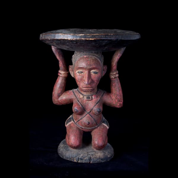 Baga Polychrome Caryatid Stool