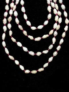 Freshwater Pearl and Garnet Bead Necklace
