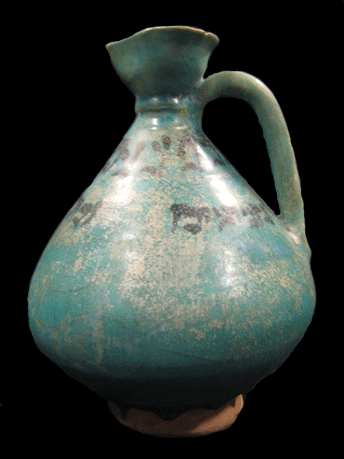 Seljuk Turquoise Lustre-Painted Jug with Hebraic Inscriptions