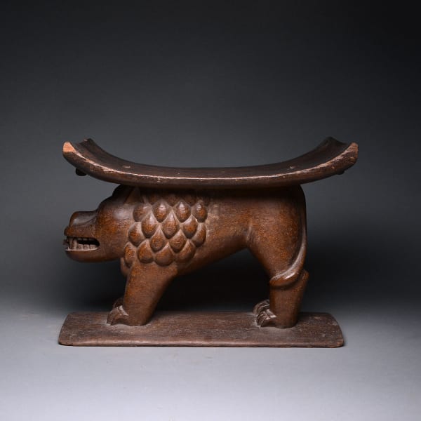 Asante Wooded Stool Supported by a Lion