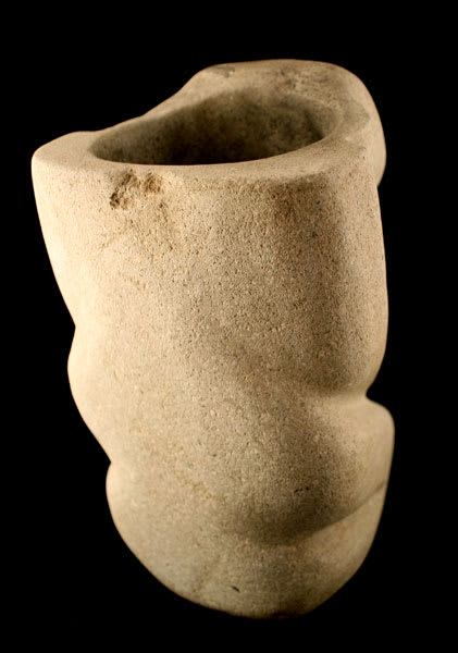 Aztec Stone Incense Burner in the Form of a Kneeling Figure