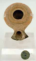 Herodian Oil Lamp and Judean Bronze Coin