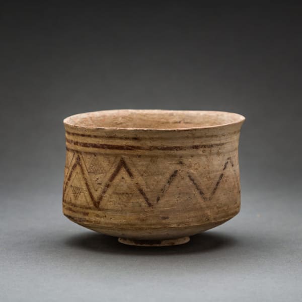Painted Terracotta Dish with Geometric Design