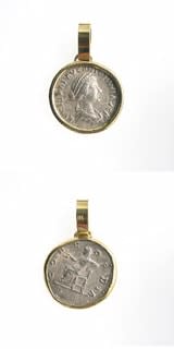Gold Pendant with Silver Denarius of Empress Lucilla