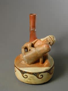 Moche Stirrup Vessel Depicting an Erotic Scene