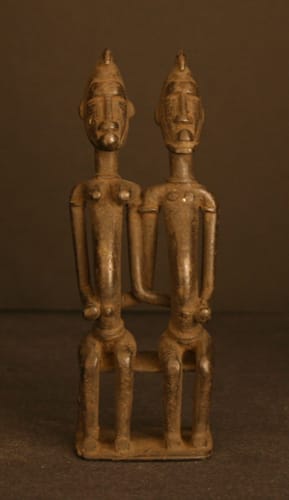 African Art / Dogon Bronze Primordial Seated Couple