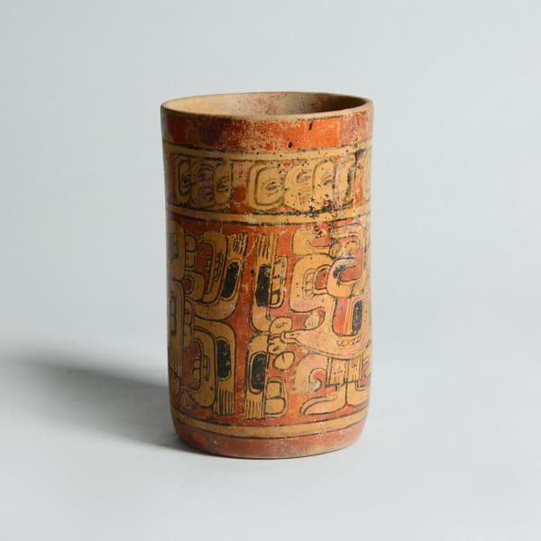 Mayan Polychrome Cylindrical Vessel