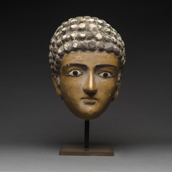 Egyptian Painted Plaster Funerary Mask of a Man