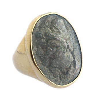 Gold Ring with Metal Alloy Cameo
