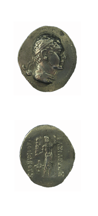 Bactrian Silver Tetradrachm of King Agathokles