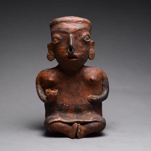 Ixtlán del Rio Style Nayarit Sculpture of a Seated Woman Holding a Bowl