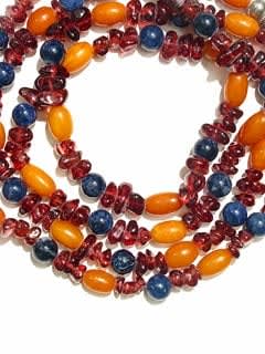 Amber Bead, Garnet Bead, and Sodalite Bead Necklace