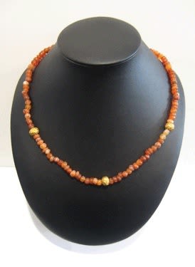 Carnelian and Gold Beaded Necklace