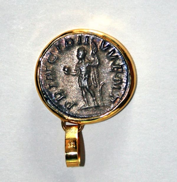 Gold Pendant with Silver Denarius of Emperor Philip II