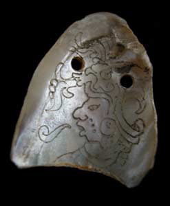 Mayan Engraved Shell Pendant