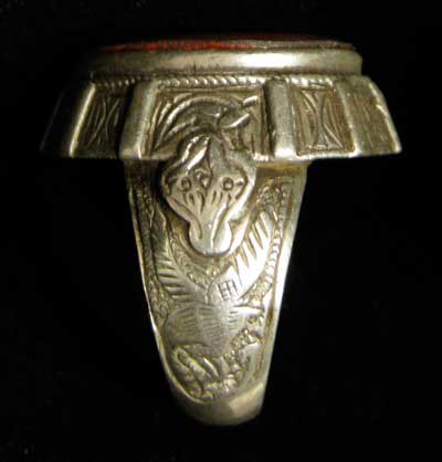 Carnelian Seal of an Ibex Set in a Silver Ring
