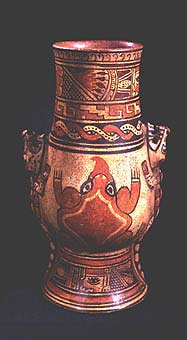 Tall Polychrome Alligator and Frog Vessel