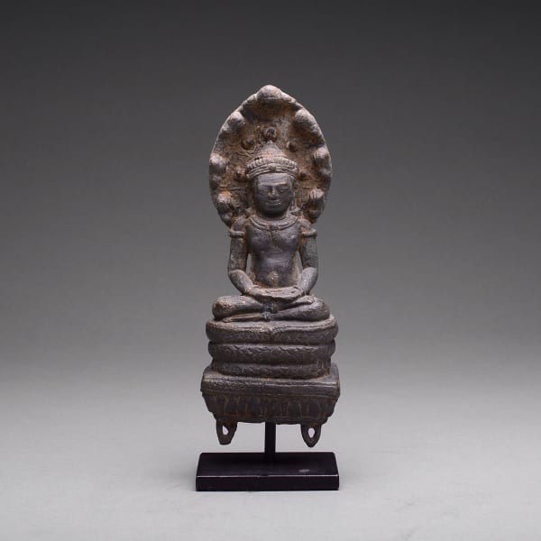 Khmer Sculpture of Buddha Meditating on Naga