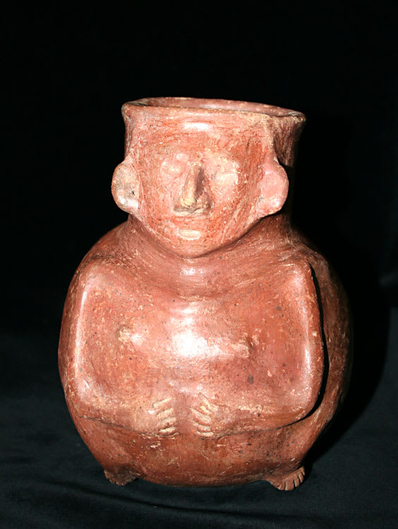 Nayarit Terracotta Vessel in the Form of a Squatting Figure