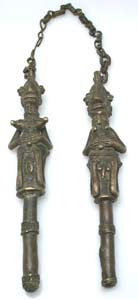 Yoruba Linked Pair of Brass Edan Sculptures