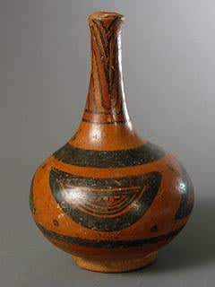 Cocle Terracotta Polychrome Vessel with a Long Neck