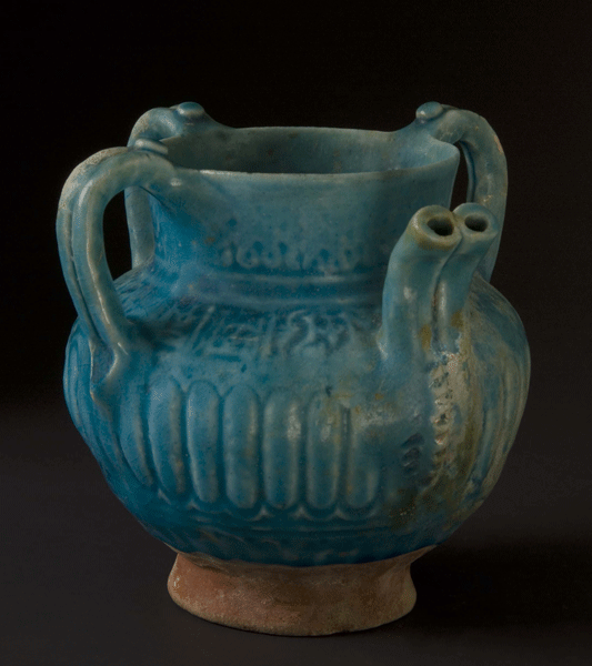 Turquoise Glazed Ewer with Moulded and Incised Decoration