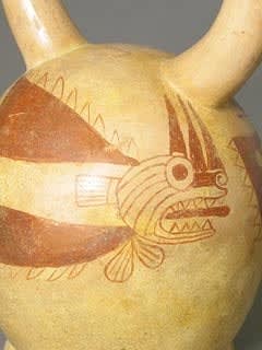 Moche Stirrup Vessel Depicting a Fish
