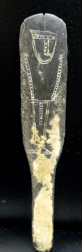 Elamite Bronze Plaque with an Inscribed Figure