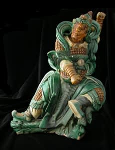 Ming Glazed Terracotta Sculpture of a Warrior From a Temple