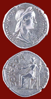 Silver Denarius of Empress Sabina