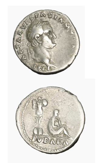 Judean Capta Silver Denarius of Emperor Vespsian