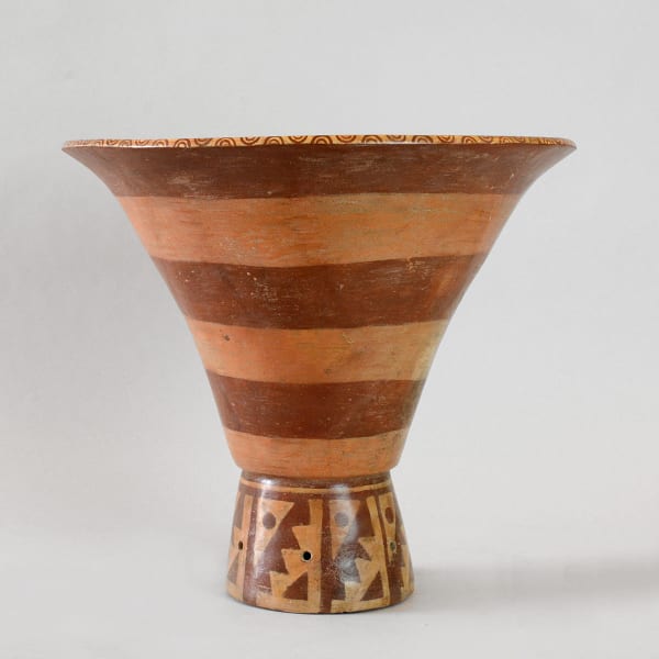 Moche Painted Terracotta Florero Vessel