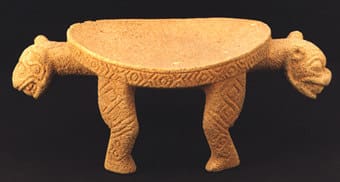 Costa Rican Basalt Metate in the Form of a Double-Headed Jaguar