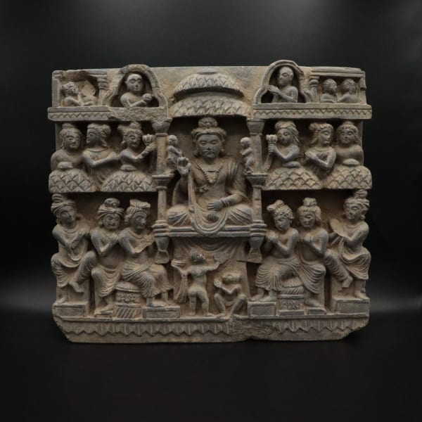 Gandharan Schist Relief Depicting a Scene from the Life of the Buddha Maitreya