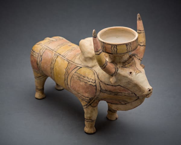 Indus Valley Slip-Painted Terracotta Sculpture of a Zebu Bull