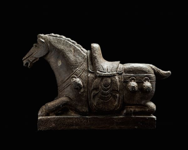 Qing Stone Sculpture of a Seated Horse